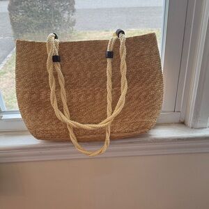 Neutral Straw Tote Bag with Rope Handles